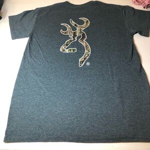 Browning Men's Gray T-Shirt, Small, Camo logo, pre-owned, pet/smoke free home